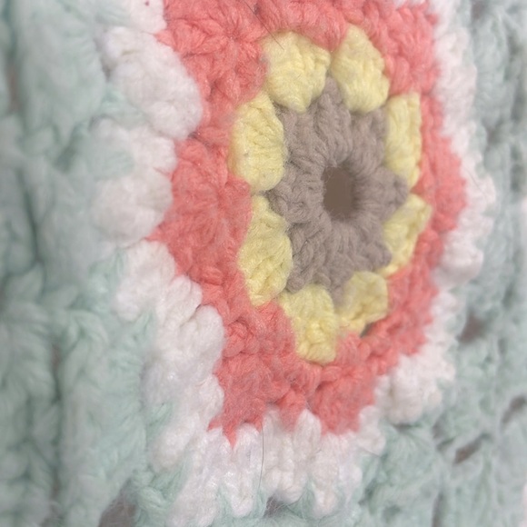 Vintage Granny Square Hand Crocheted Afghan Throw Blanket Approx. 30”x56.75” - Picture 5 of 9